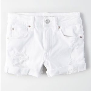 AE brand new white hi-rise shortie shorts